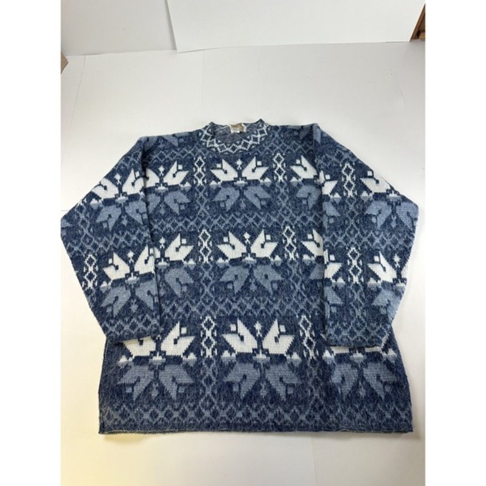 VTG Needles And Yarn All Over Snowflake Mock High Neck‎ Sweater Womens Large